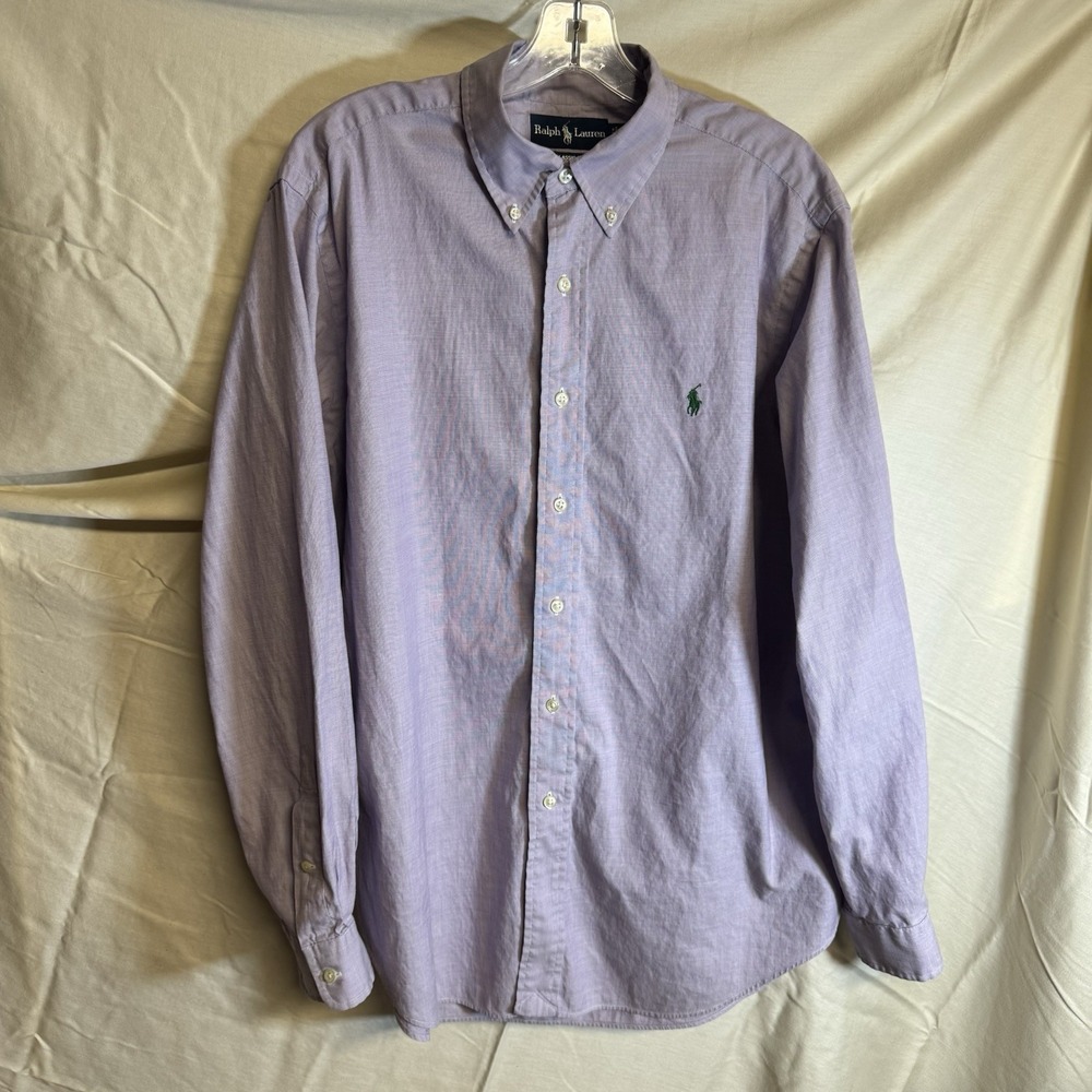 Ralph Lauren Classic Fit Purple Long Sleeve Button Up Shirt Cotton Men Large